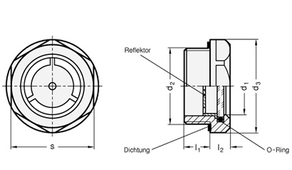 Querschnitt Aluminium Ölschauglas