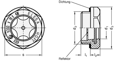 Querschnitt ATEX Ölschauglas ELESA