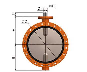 Querschnitt Absperrklappe 900 DN700-1600 Doppelflansch-Ausführung