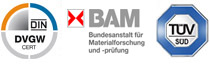 Flachdichtung TÜV zertifiziert, DVGW Zertifikat, BAM zertifiziert