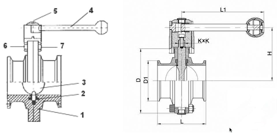 36-2904 Clamp Absperrklappe technische Zeichnung für Abmessungen